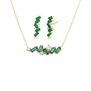🙌 2/$55 NIP By Adina Eden Emerald Green CZ Baguette Earring Necklace Set $120